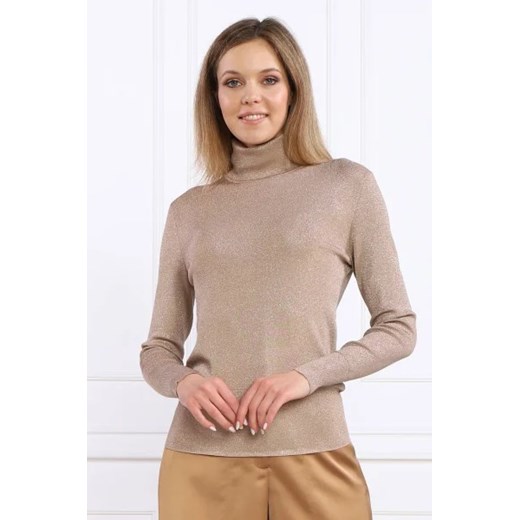 Sweter damski Calvin Klein beżowy z golfem z wiskozy 
