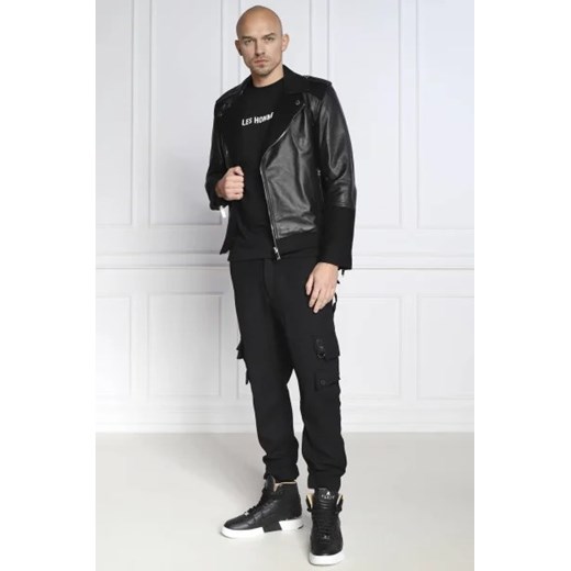 Les Hommes Skórzana kurtka | Regular Fit | z dodatkiem wełny Les Hommes 48 okazja Gomez Fashion Store