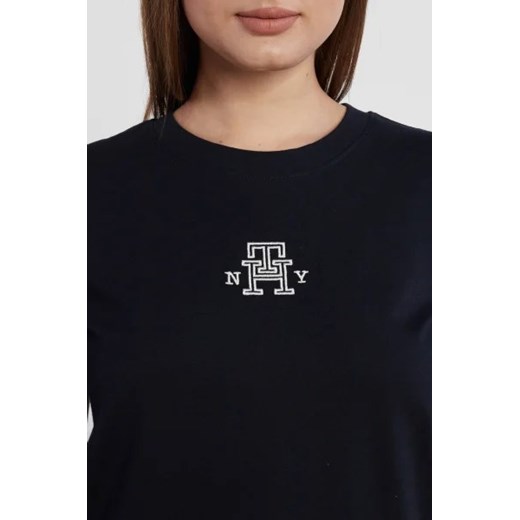 Bluzka damska Tommy Hilfiger czarna z okrągłym dekoltem z krótkim rękawem z napisem