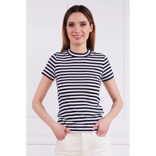 Bluzka damska wielokolorowa Polo Ralph Lauren casual z krótkimi rękawami w paski z okrągłym dekoltem 
