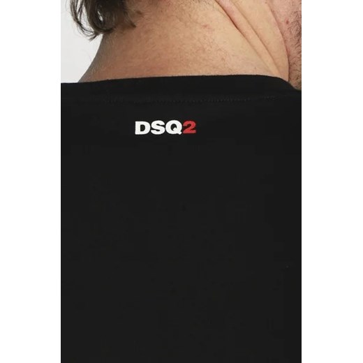 Czarny t-shirt męski Dsquared2 z elastanu z krótkim rękawem