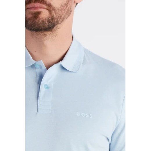 T-shirt męski niebieski BOSS HUGO z krótkimi rękawami bawełniany