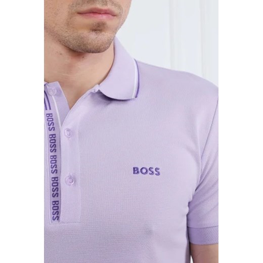 T-shirt męski fioletowy BOSS HUGO casual z krótkimi rękawami 