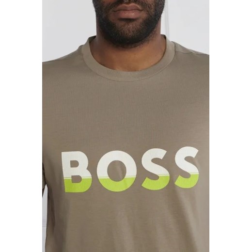 T-shirt męski BOSS HUGO zielony z krótkimi rękawami 