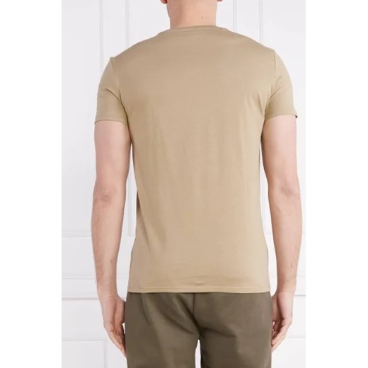 T-shirt męski Lacoste casual beżowy bawełniany z krótkim rękawem 