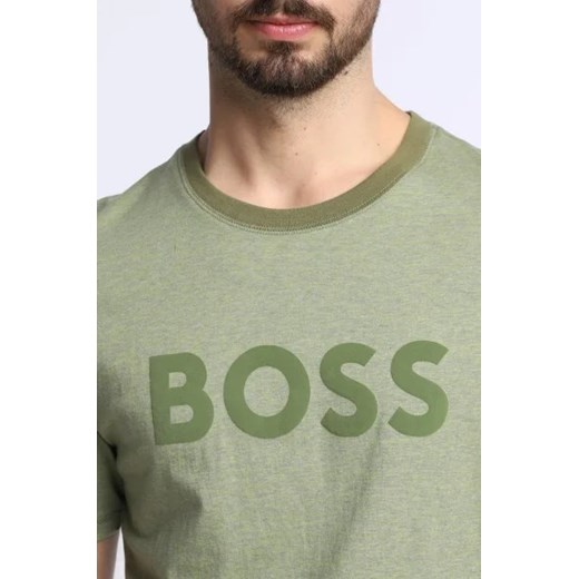 BOSS HUGO t-shirt męski zielony z bawełny 