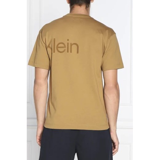 T-shirt męski brązowy Calvin Klein z krótkim rękawem