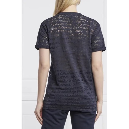 Bluzka damska Armani Exchange z bawełny z krótkim rękawem z napisami z okrągłym dekoltem