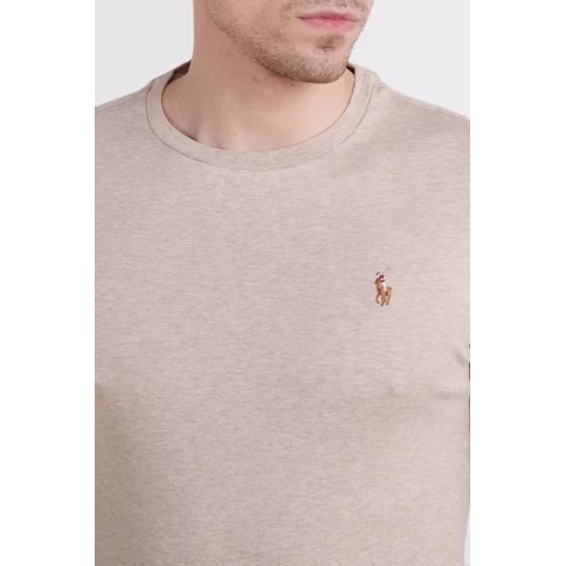 T-shirt męski Polo Ralph Lauren bawełniany beżowy z krótkim rękawem 
