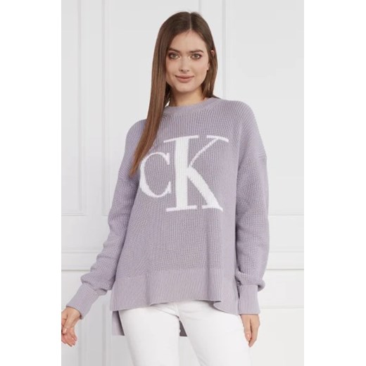 Calvin Klein sweter damski fioletowy bawełniany 