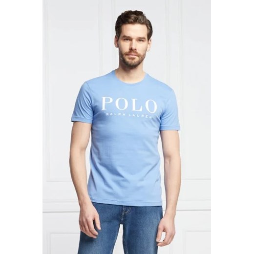 T-shirt męski Polo Ralph Lauren z napisem niebieski z krótkim rękawem
