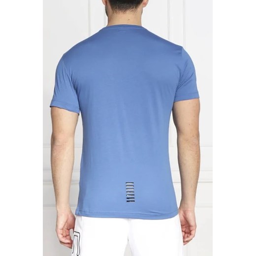 T-shirt męski Emporio Armani casual niebieski z krótkim rękawem bawełniany 