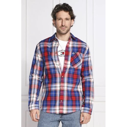 Koszula męska Tommy Jeans z klasycznym kołnierzykiem z długim rękawem w kratkę jesienna