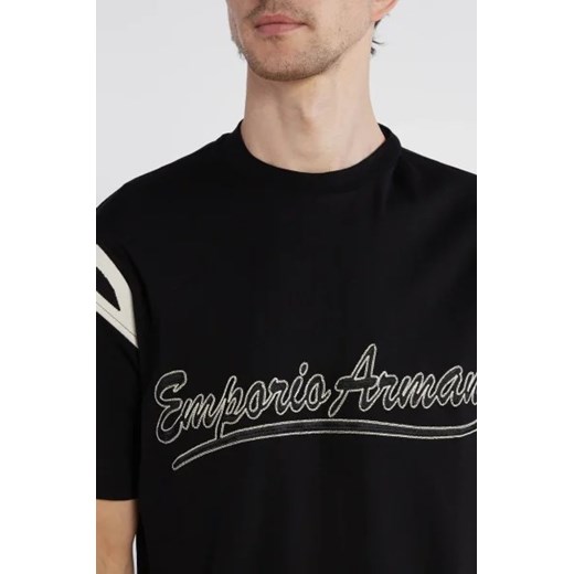 Czarny t-shirt męski Emporio Armani w stylu młodzieżowym z krótkim rękawem 