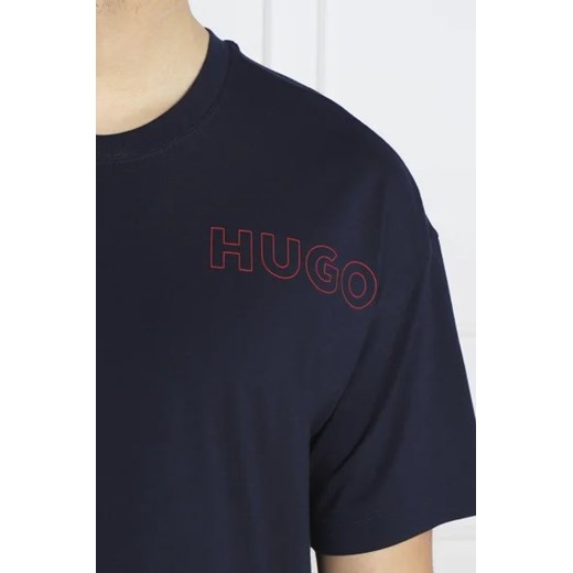 T-shirt męski Hugo Boss casualowy granatowy bawełniany z krótkimi rękawami