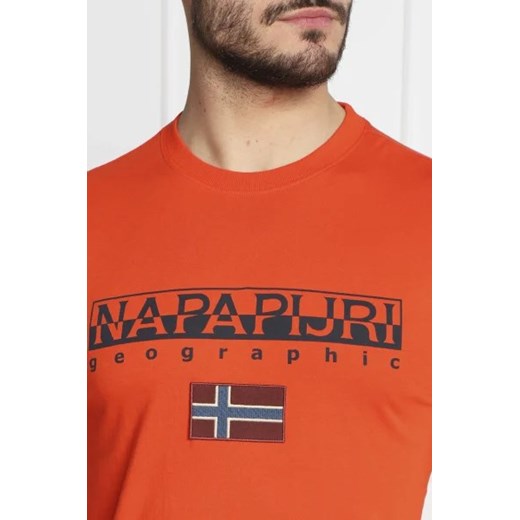 Napapijri t-shirt męski z napisami z bawełny z krótkim rękawem