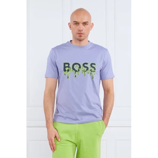 Niebieski t-shirt męski BOSS HUGO bawełniany 