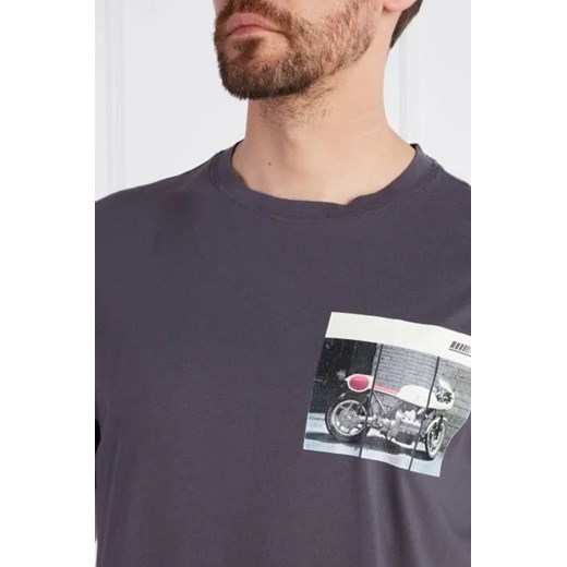 T-shirt męski BOSS HUGO casual szary z krótkimi rękawami