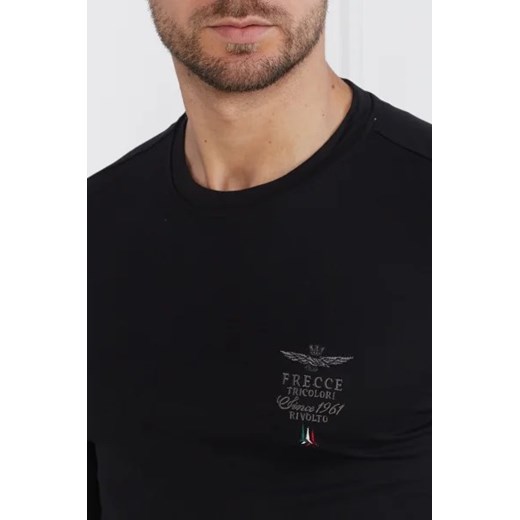 T-shirt męski czarny Aeronautica Militare z długim rękawem 