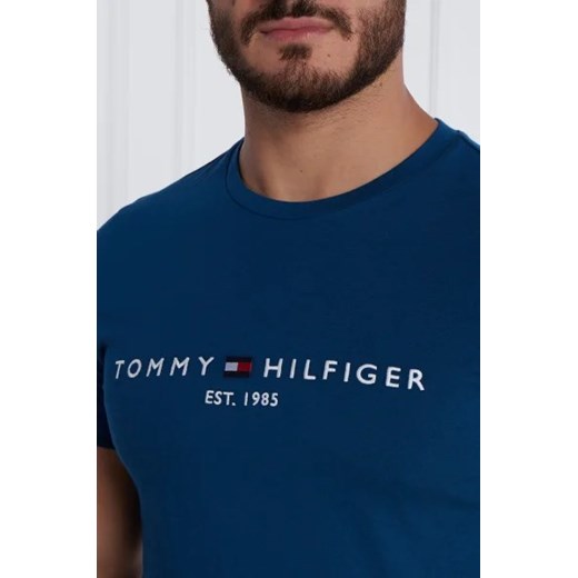 Tommy Hilfiger t-shirt męski niebieski z napisem 