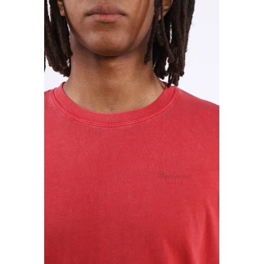 T-shirt męski Pepe Jeans czerwony casualowy z krótkim rękawem 
