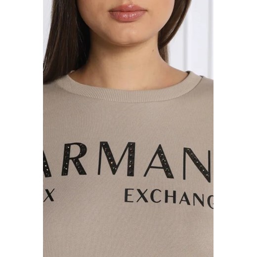 Bluza damska Armani Exchange beżowa z napisem bawełniana