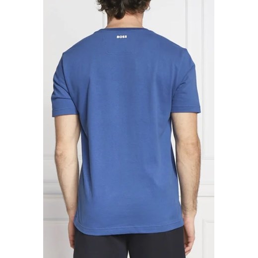 T-shirt męski niebieski BOSS HUGO z napisami 