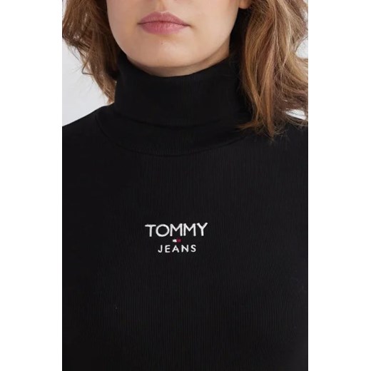 Sukienka Tommy Jeans z długim rękawem czarna dopasowana casualowa mini 