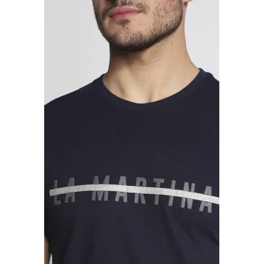 T-shirt męski La Martina granatowy z krótkim rękawem bawełniany