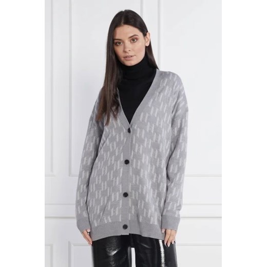Karl Lagerfeld Kardigan | Longline Fit | z dodatkiem wełny Karl Lagerfeld XS okazyjna cena Gomez Fashion Store