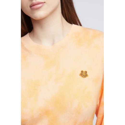 Sweter damski Kenzo jesienny pomarańczowa z okrągłym dekoltem