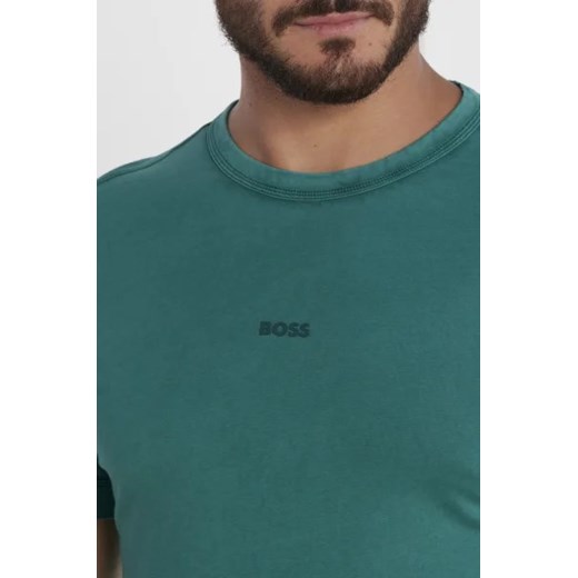 Zielony t-shirt męski BOSS HUGO z krótkimi rękawami z bawełny casual 