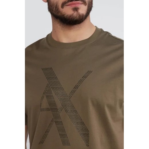 T-shirt męski Armani Exchange brązowy w stylu młodzieżowym z krótkim rękawem 
