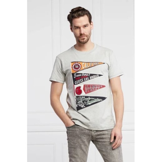 Guess t-shirt męski młodzieżowy z wiskozy z krótkimi rękawami 