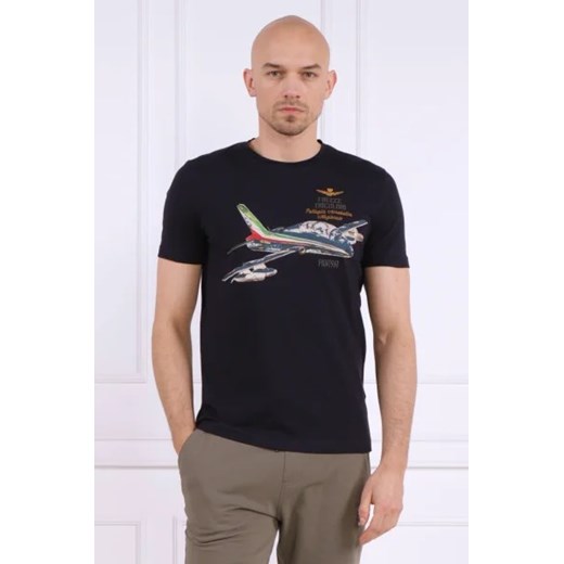 T-shirt męski Aeronautica Militare czarny z krótkim rękawem 