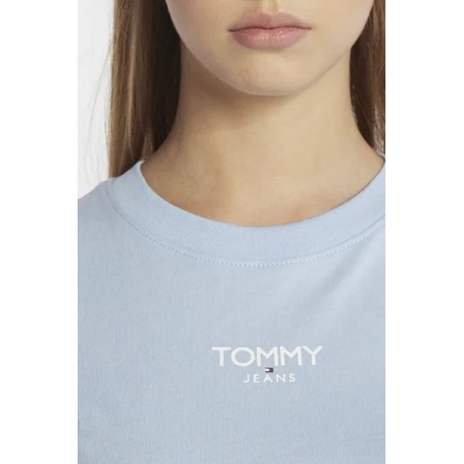 Bluzka damska Tommy Jeans z krótkim rękawem niebieska z okrągłym dekoltem 