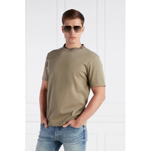 T-shirt męski zielony BOSS HUGO z krótkim rękawem 