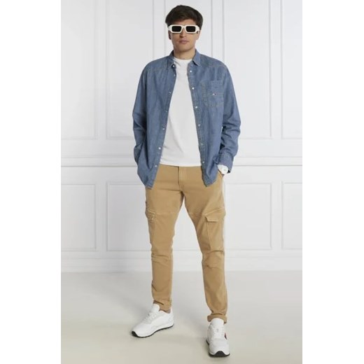 Koszula męska Tommy Jeans na wiosnę niebieska z długim rękawem 