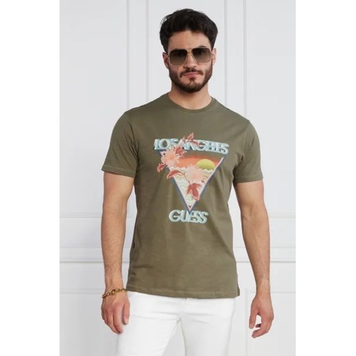 T-shirt męski Guess w nadruki na wiosnę z krótkim rękawem 