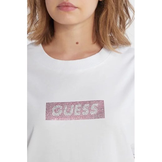 Bluzka damska Guess z okrągłym dekoltem z krótkim rękawem młodzieżowa 