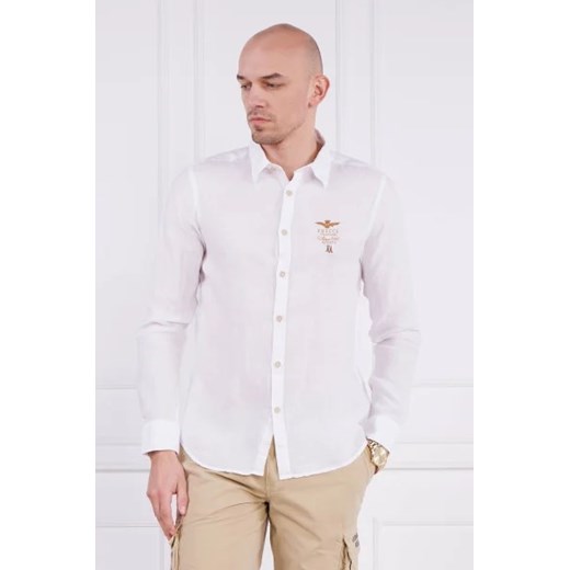 Aeronautica Militare Lniana koszula | Regular Fit Aeronautica Militare XL wyprzedaż Gomez Fashion Store