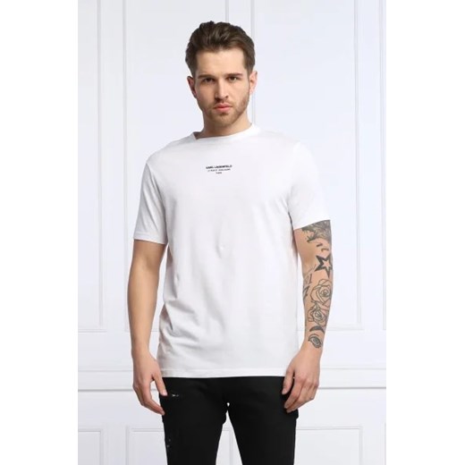 T-shirt męski biały Karl Lagerfeld z elastanu 