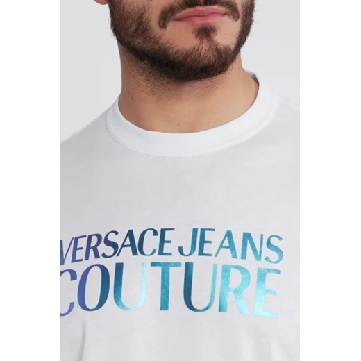T-shirt męski Versace Jeans z bawełny biały z krótkimi rękawami
