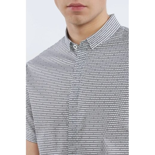 Koszula męska Armani Exchange szara z krótkim rękawem z klasycznym kołnierzykiem 