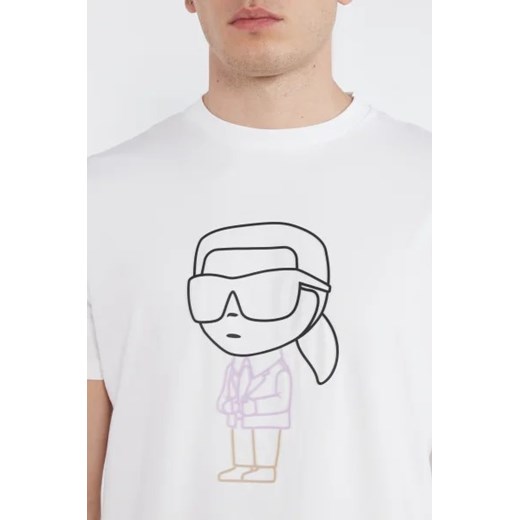 Biały t-shirt męski Karl Lagerfeld jesienny z elastanu