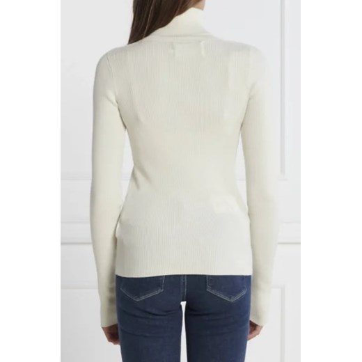 Sweter damski beżowy Calvin Klein z golfem zimowy 