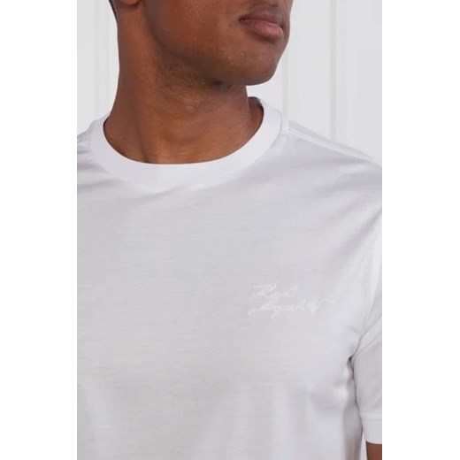 Biały t-shirt męski Karl Lagerfeld z bawełny z krótkim rękawem 