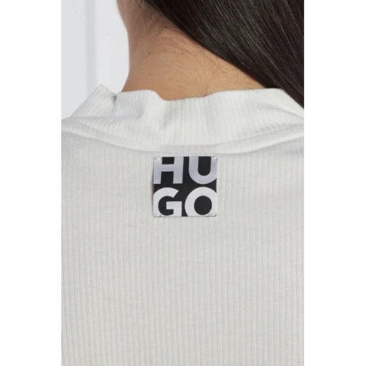 Bluzka damska Hugo Boss biała z wiskozy z krótkimi rękawami