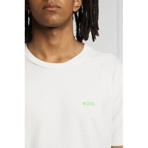 T-shirt męski biały BOSS HUGO z krótkim rękawem bawełniany casualowy