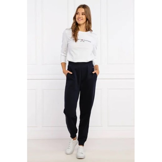 Bluzka damska Tommy Hilfiger z napisami bawełniana z długim rękawem